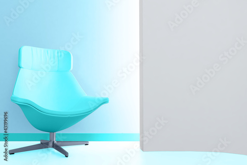 blue luxury armchair in emp...