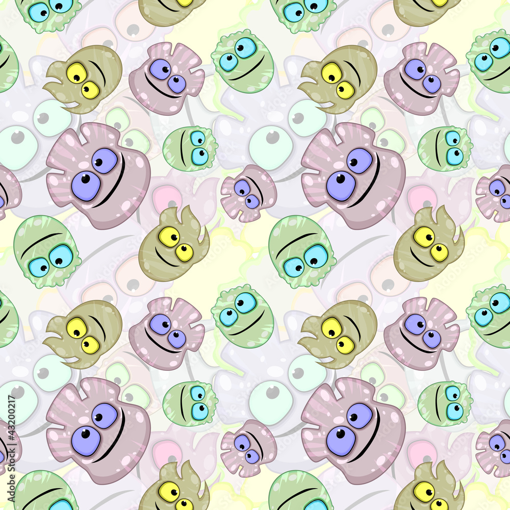 Seamless texture with little monsters or germs Seamless texture with little monsters or germs
