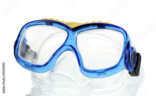 blue swim goggles isolated on white.