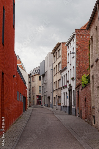 ancient narrow street in the Belgian city of Malines  Mechelen 