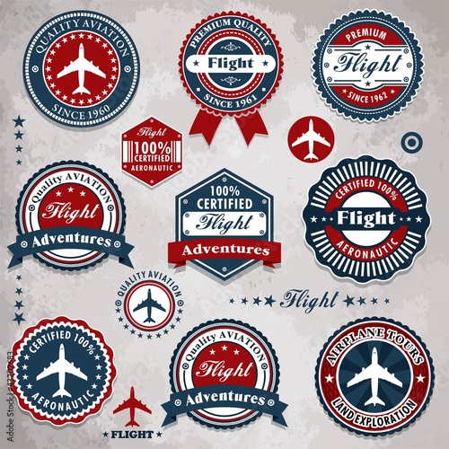 Vintage frame with flight label template