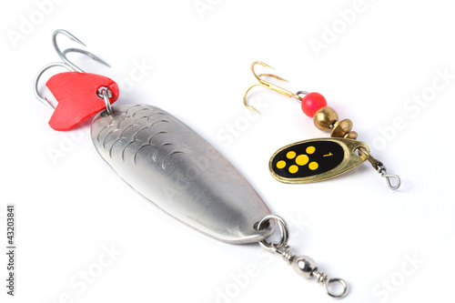 fishing lure, spoon and spinner.