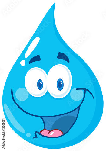 Fototapeta Naklejka Na Ścianę i Meble -  Happy Water Drop Cartoon Character