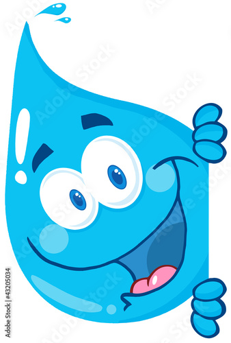 Happy Water Drop Looking Around A Sign