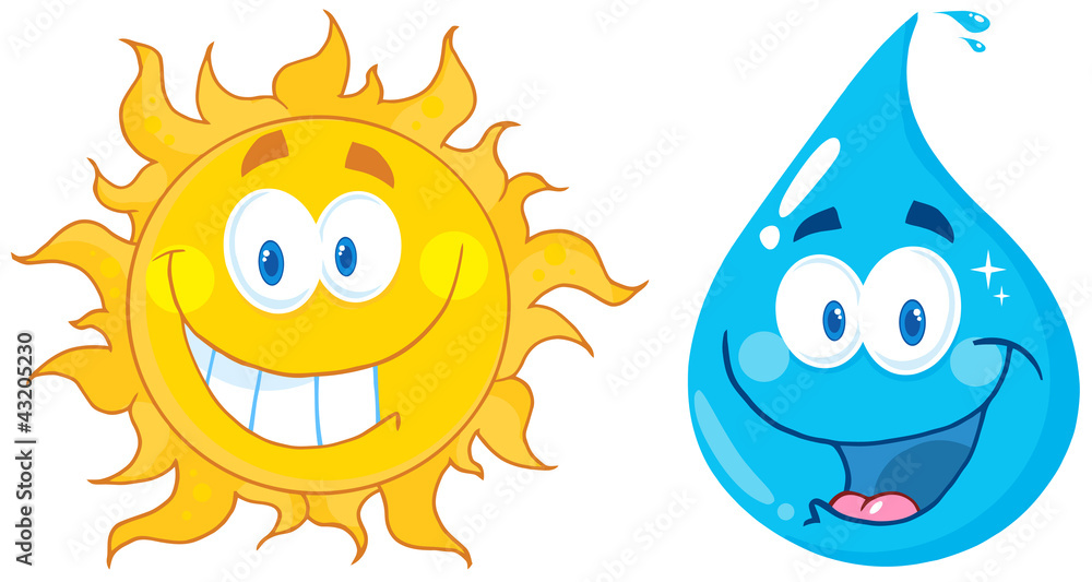 Sun And Water  Cartoon Characters