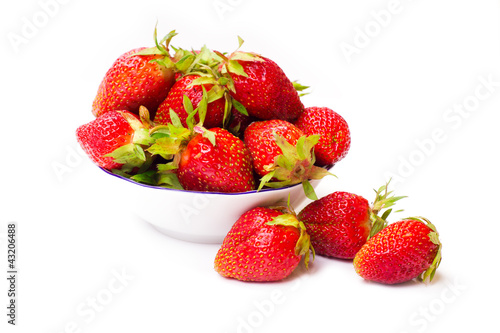 Fresh strawberries isolated on white