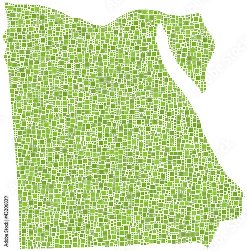 Map of the Egypt - Africa - in a mosaic of green squares