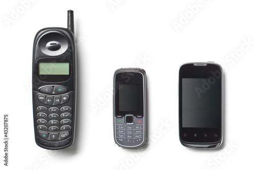 set of three generation cellphones
