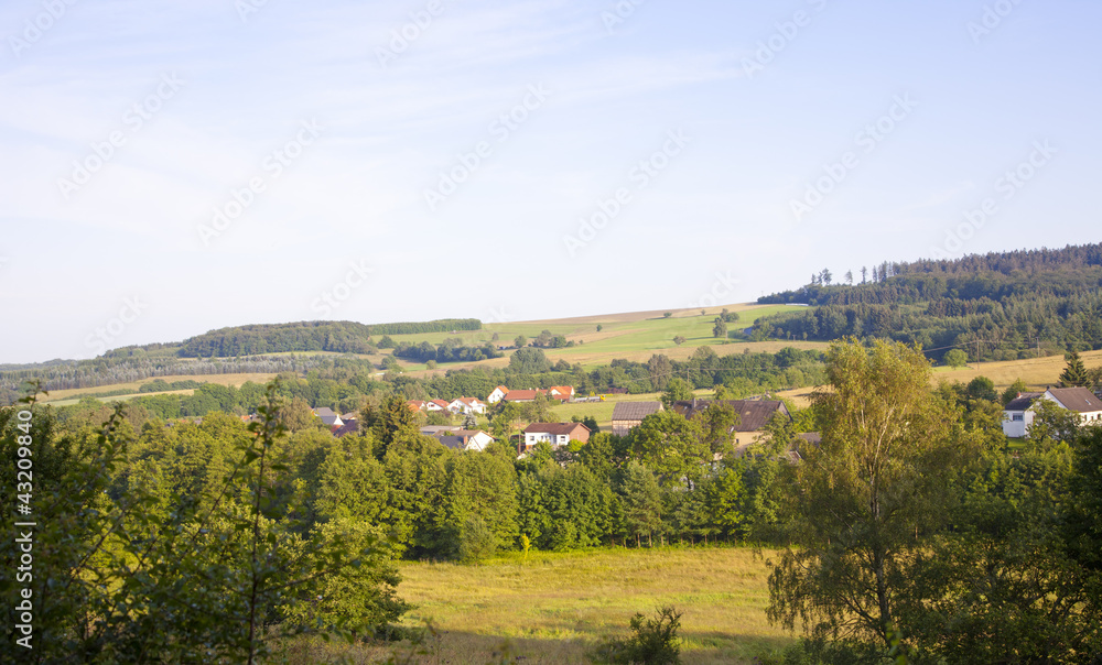 German green hills with little village Hambachtal German green hills with little village Hambachtal