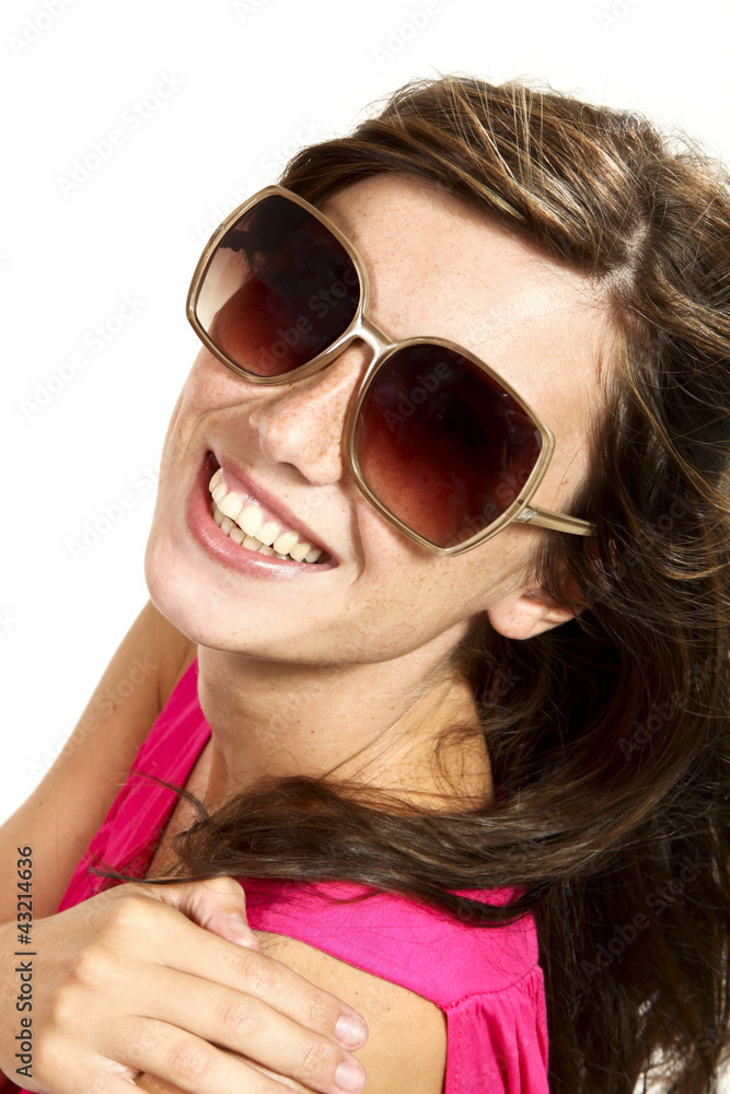 beautiful girl with sunglasses, portrait in studio beautiful girl with sunglasses, portrait in studio