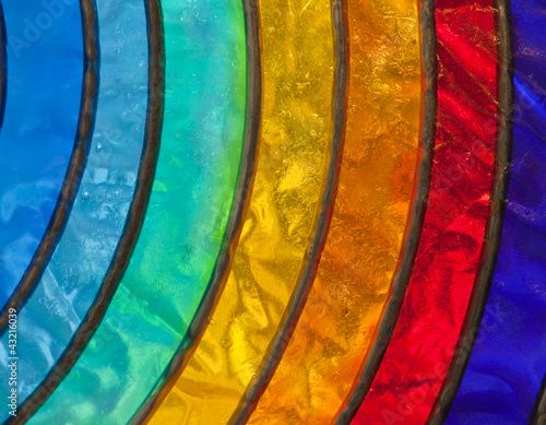 Rainbow stained-glass close up detail abstract