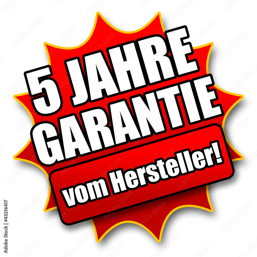 Siegel "5 Jahre Garantie vom Hersteller!" StockIllustration Adobe Stock