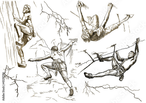 climbers in action (hand drawing collection of sketches)