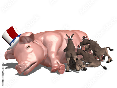 Fotografie Feeding on Government Pork