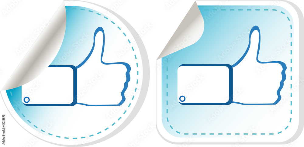 Stickers set with like hand. Vector illustration Stickers set with like hand. Vector illustration