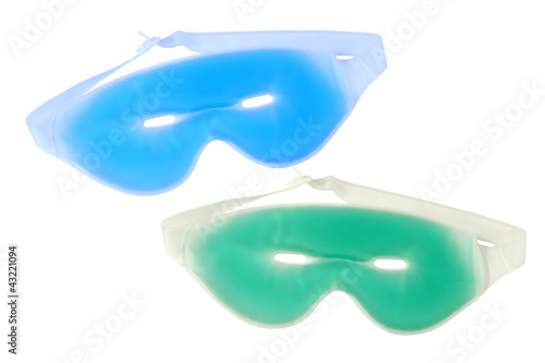 blue and green relaxing gel eye masks,isolated