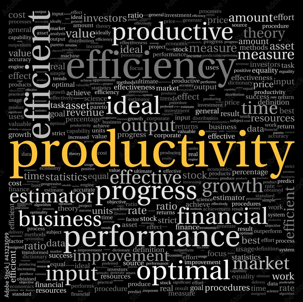 Productivity concept in tag cloud