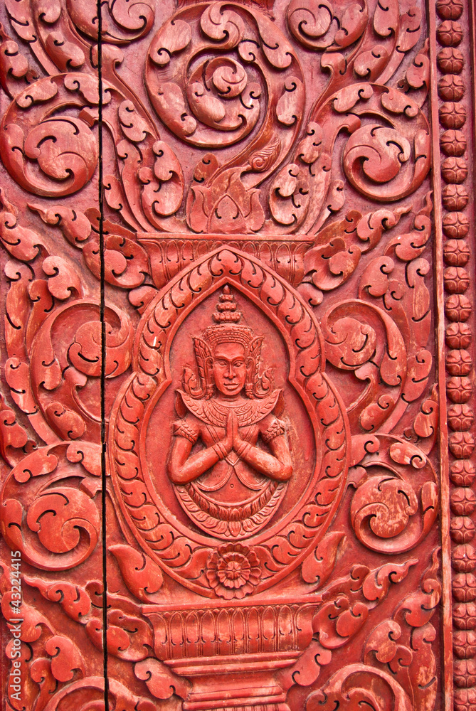 A fragment of the door of Ream Pagoda,  Krong Preah Sihanouk, Ca