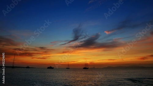 Ibiza sea sunset view from Formentera Balearic islands photo