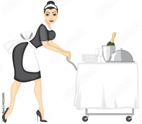 Maid brings lunch
