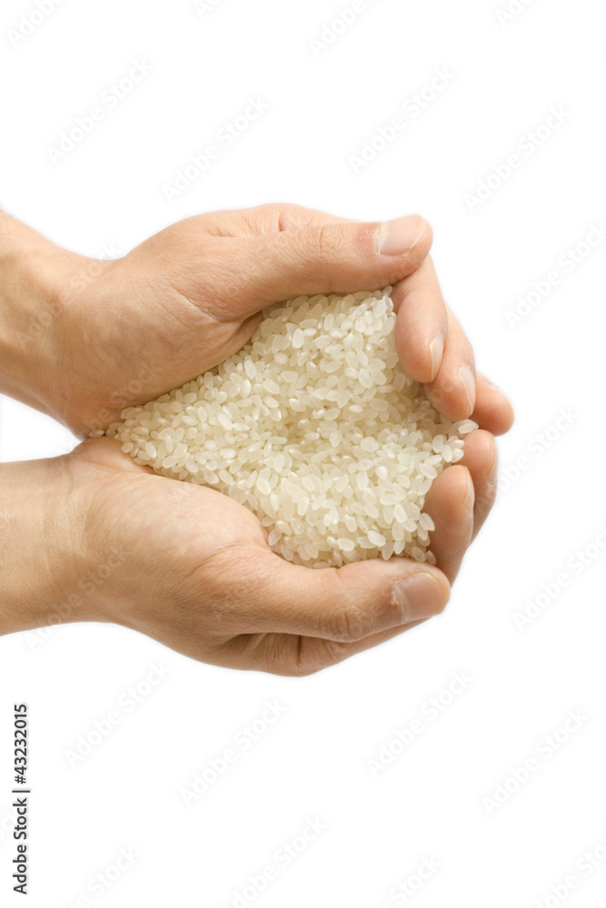 Rice on hands Rice on hands