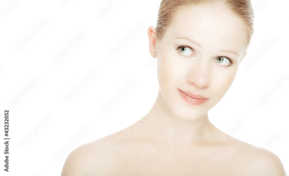 face beautiful healthy girl isolated over white face beautiful healthy girl isolated over white