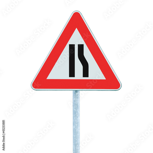 Free Download Rroad narrows sign on pole, left right side, isolated - GFXLoad