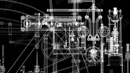 Animation of steam engine parts layered. Loops.