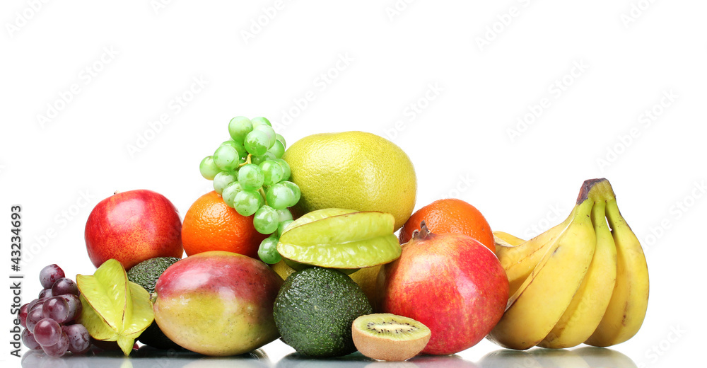 Assortment of exotic fruits isolated on white Assortment of exotic fruits isolated on white