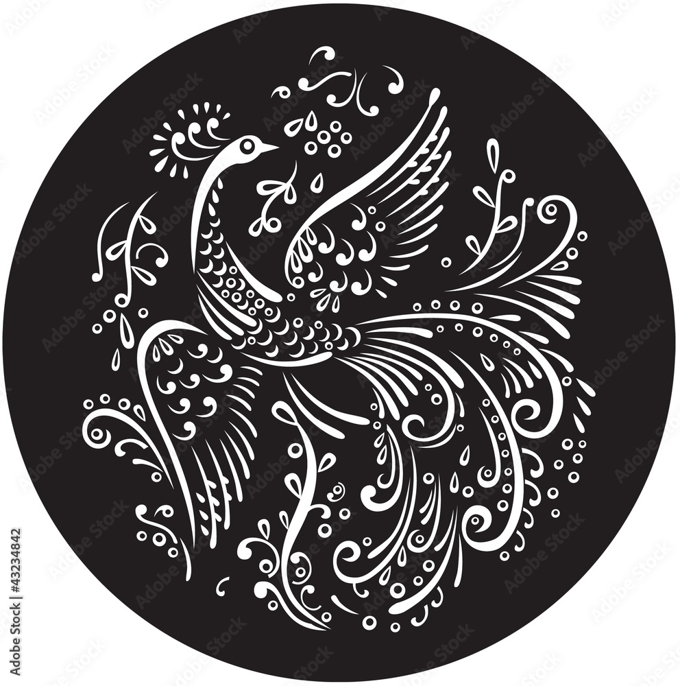 decorative bird in circle decorative bird in circle