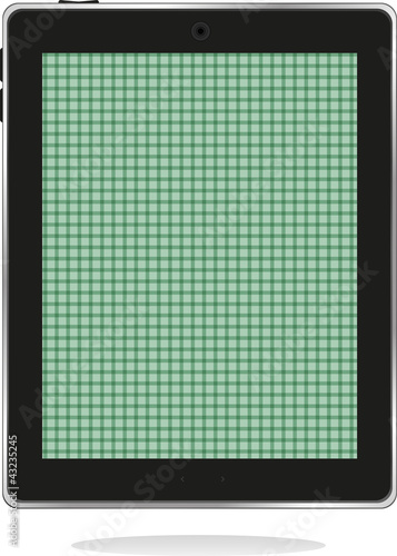 Illustrated computer tablet pc with green abstract screen
