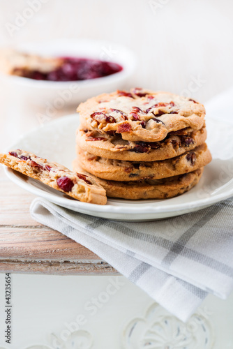 Cranberry and orange cookies on a kitchen table
