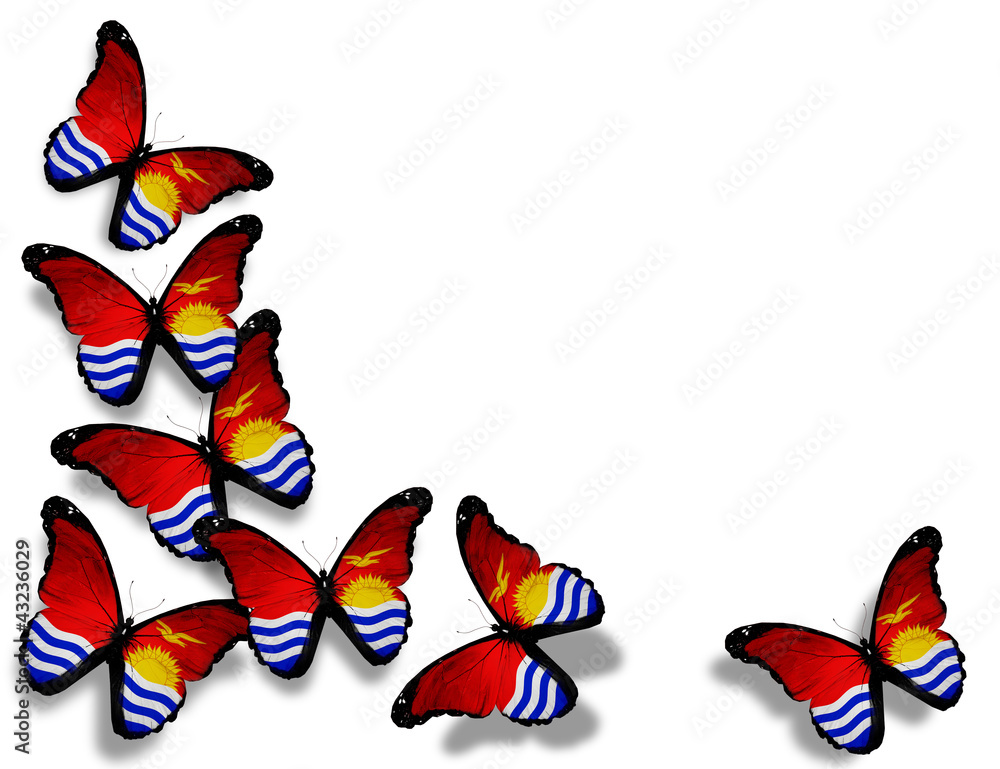 Kiribati flag butterflies, isolated on white background