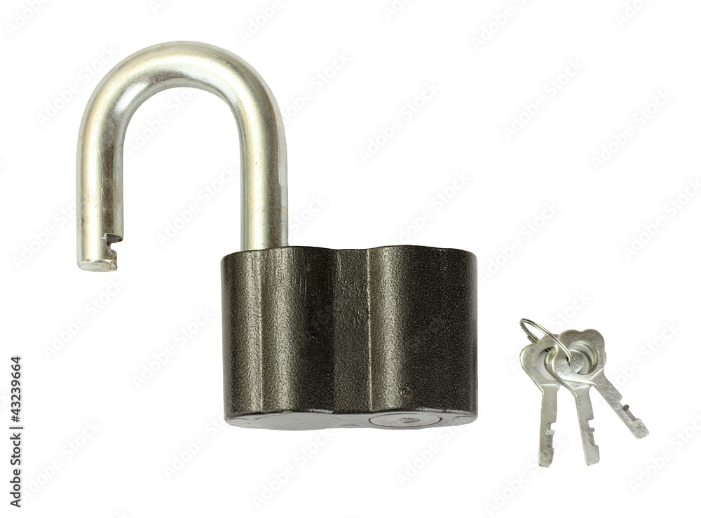 old padlock with key isolated on white background old padlock with key isolated on white background