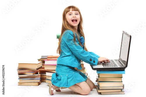 little girl with notebook a...