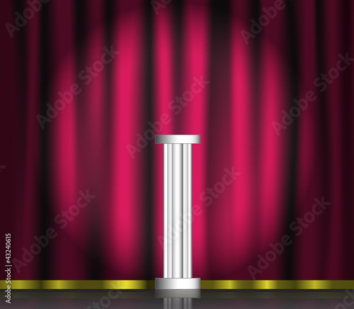 Pink curtain and pedestal on stage