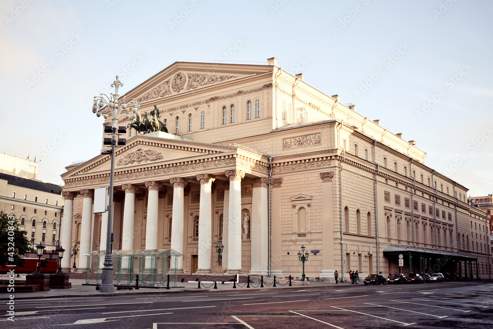 Main building of Bolshoi Theater at sunset, Moscow