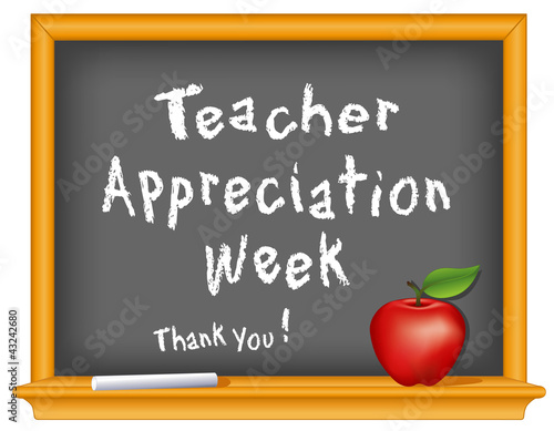 Teacher Appreciation Week, chalk, blackboard, apple, Thank you!