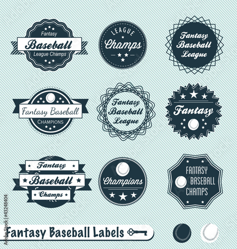 Vector Set: Fantasy Baseball Championship Winner Labels