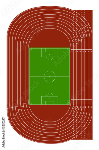 Top view of running track and soccer field