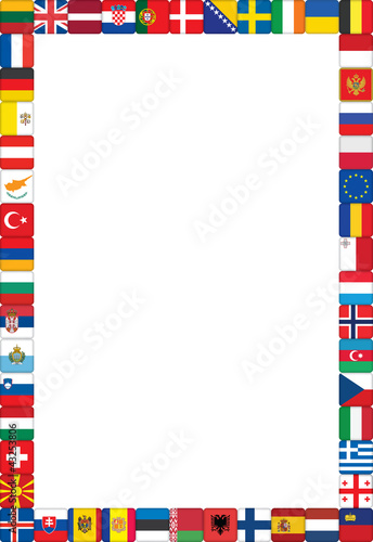 frame made of European countries flags vector illustration