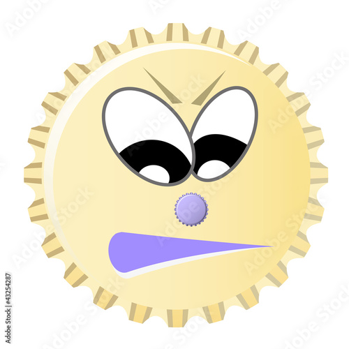 Zorniger böser Kronkorken Smiley beige