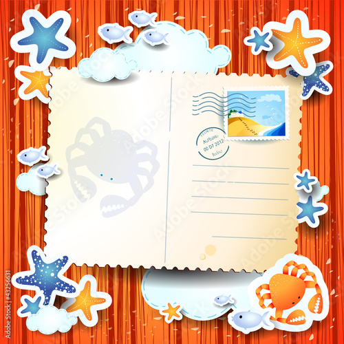 Summer postcard on fantasy background