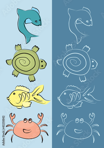 marine animals set