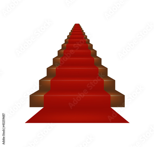 Stairs covered with red carpet