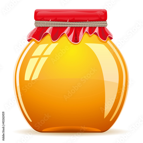 honey in the pot with a red cover vector illustration