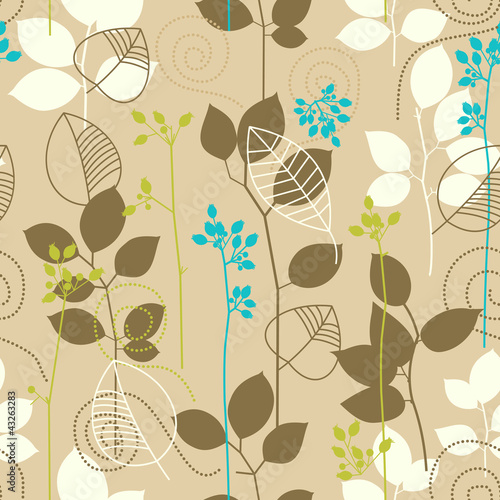 Retro fall leaves seamless pattern