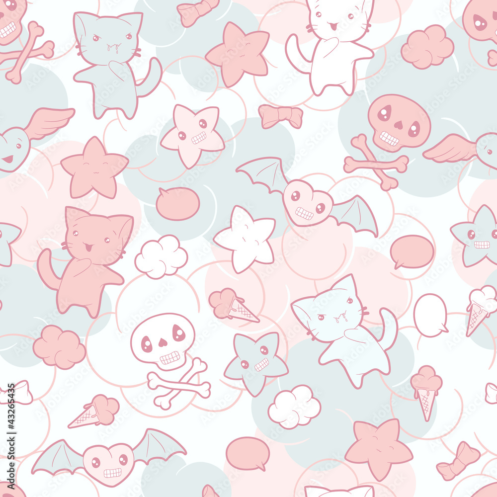 Seamless pattern with doodle. Vector kawaii illustration. Seamless pattern with doodle. Vector kawaii illustration.