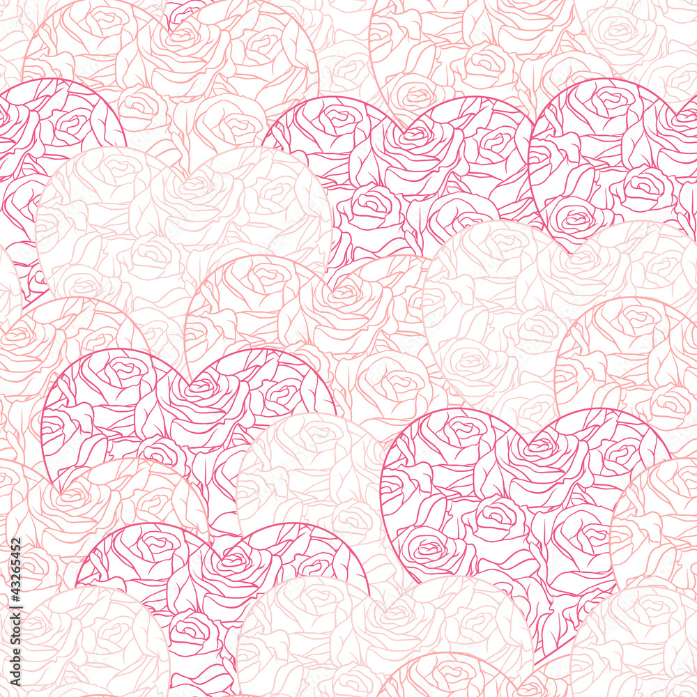 Pink hearts background on white. Seamless pattern. Pink hearts background on white. Seamless pattern.