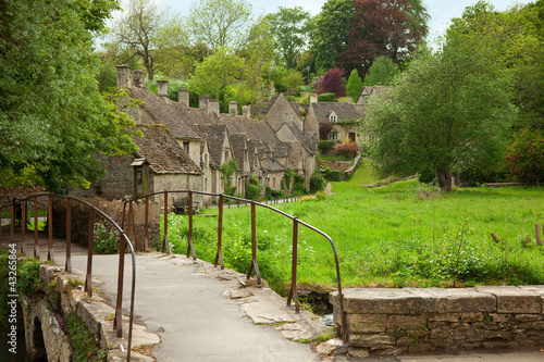 Bibury. Traditional Cotswold cottages in England, UK. spring. #43265864